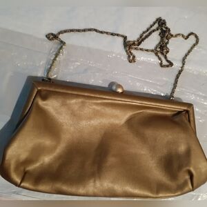 Gold handbag with bronze chain option.